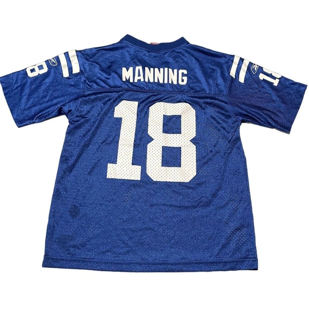 Reebok Peyton Manning Indianapolis Colts Jersey Blue NFL Youth Large 14-16 S1